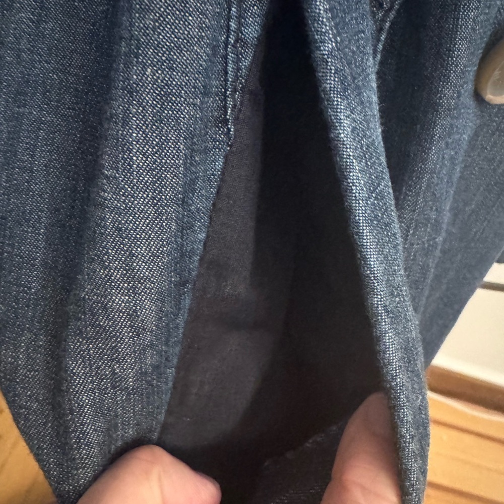 Liz Claiborne Denim-Look Double Breasted Trench Coat | Lyocell Linen Blend - Picture 6 of 8